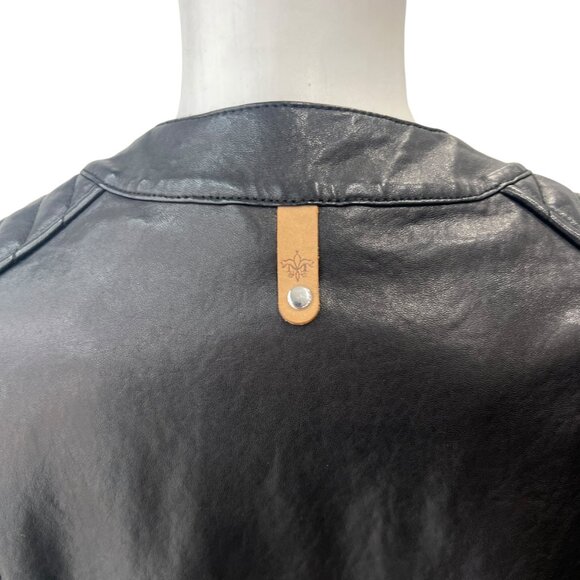 $600 Mackage Leather Asymmetric Zip Moto Jacket size Large - Picture 5 of 9